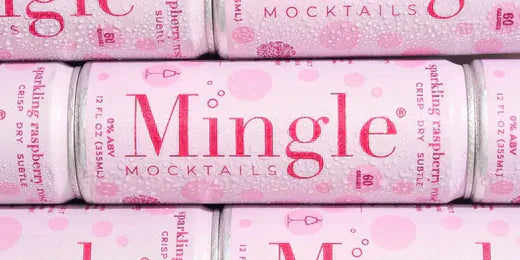 A refreshing lineup of mocktails for Dry January, featuring Mingle’s Sparkling Raspberry Rosé in chilled pink cans