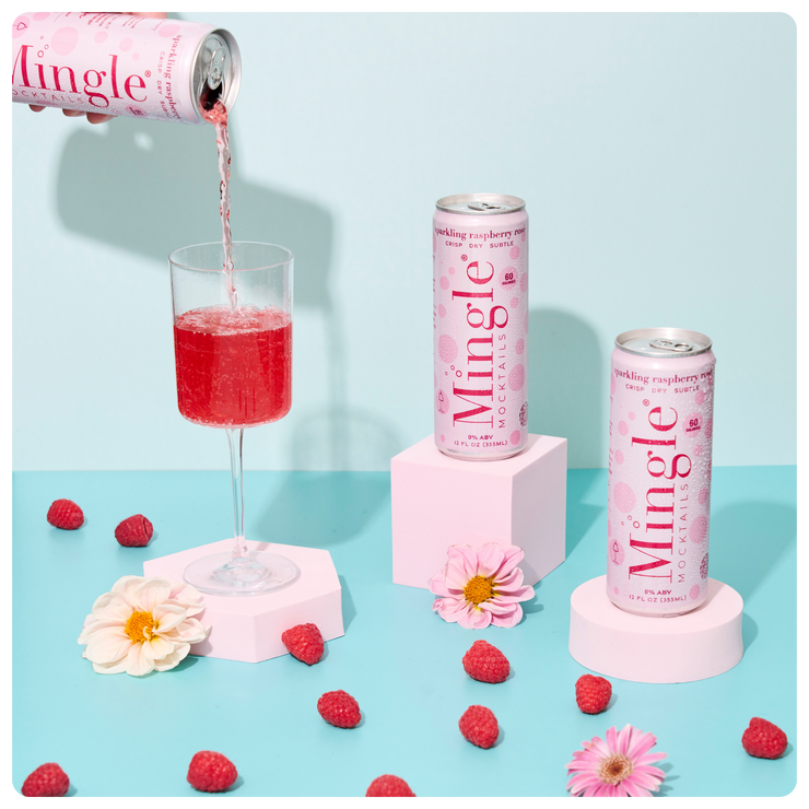 Sparkling Raspberry Rosé - Mingle Mocktails - Non Alcoholic Beverages
